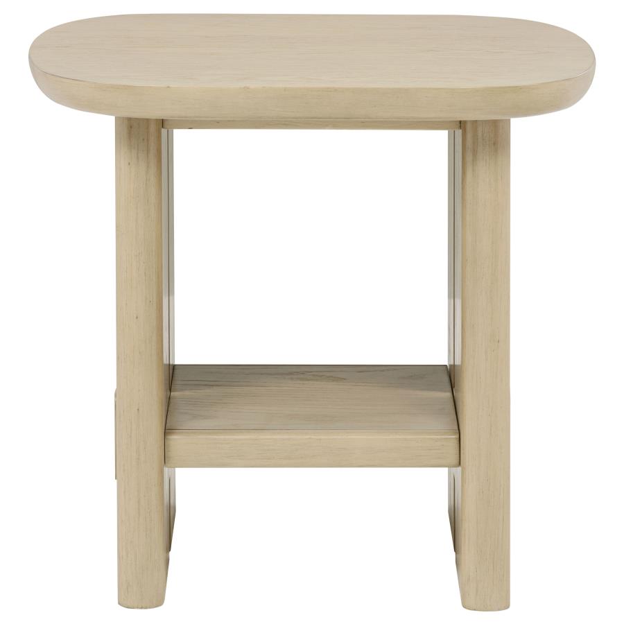 Home & Sleep Outlet - Kailani Coastal Square End Side Table with Shelf Beige Oak
