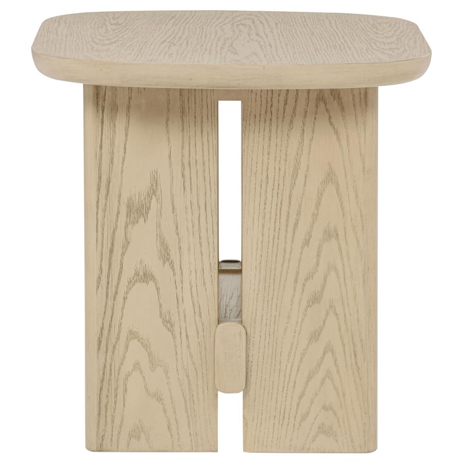 Home & Sleep Outlet - Kailani Coastal Square End Side Table with Shelf Beige Oak