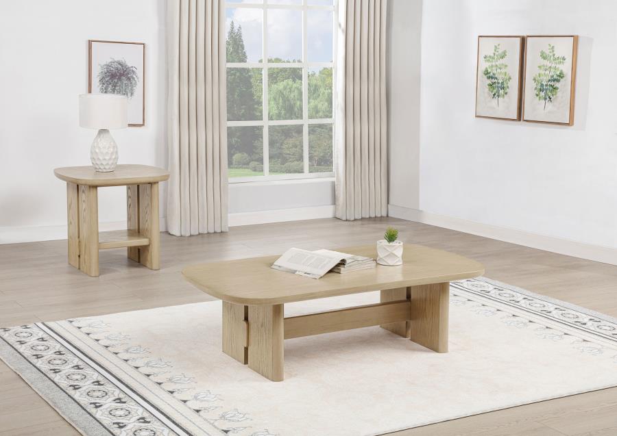 Home & Sleep Outlet - Kailani 2-piece Coastal Coffee and End Table Set Beige Oak