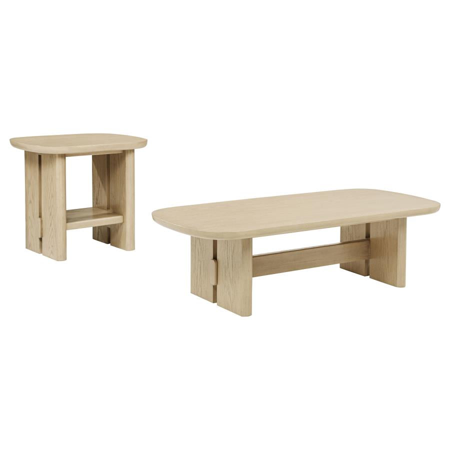 Home & Sleep Outlet - Kailani 2-piece Coastal Coffee and End Table Set Beige Oak
