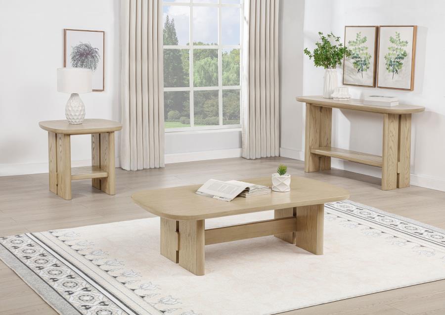 Home & Sleep Outlet - Kailani Coastal Rectangular Cocktail Coffee Table Beige Oak