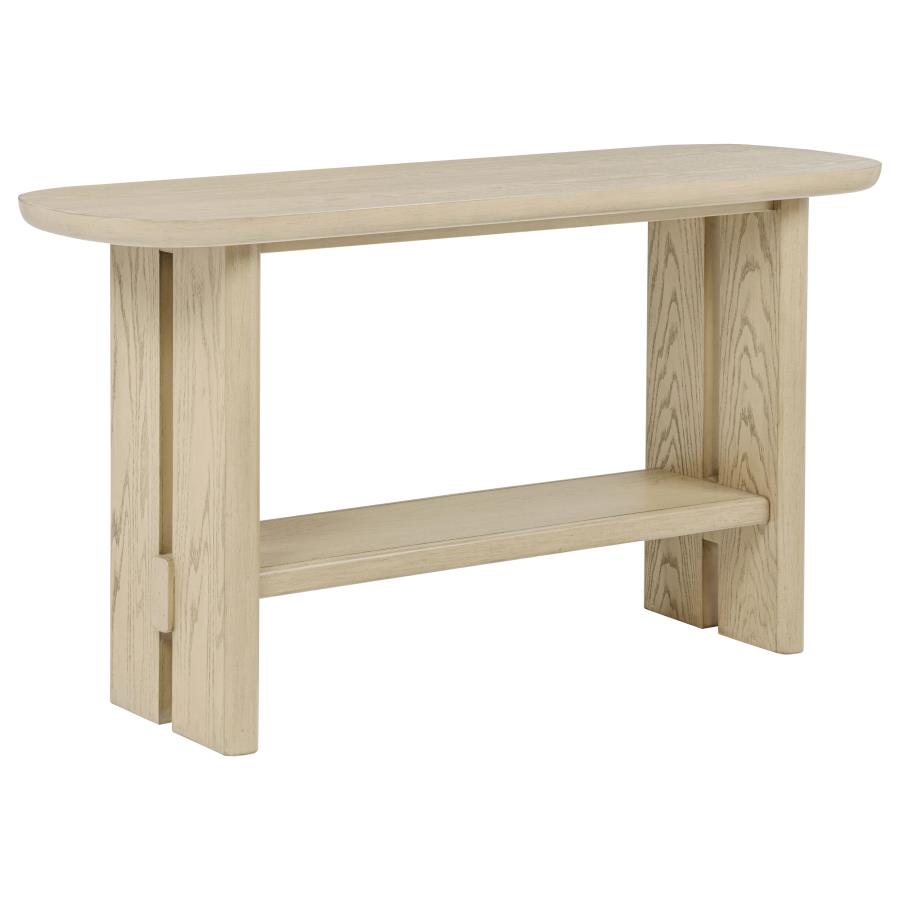 Home & Sleep Outlet - Kailani Coastal Sofa Console Table with Shelf Beige Oak
