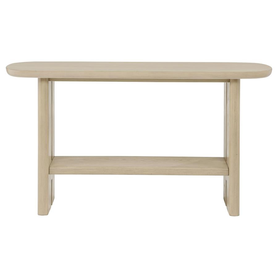 Home & Sleep Outlet - Kailani Coastal Sofa Console Table with Shelf Beige Oak