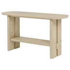 Home & Sleep Outlet - Kailani Coastal Sofa Console Table with Shelf Beige Oak