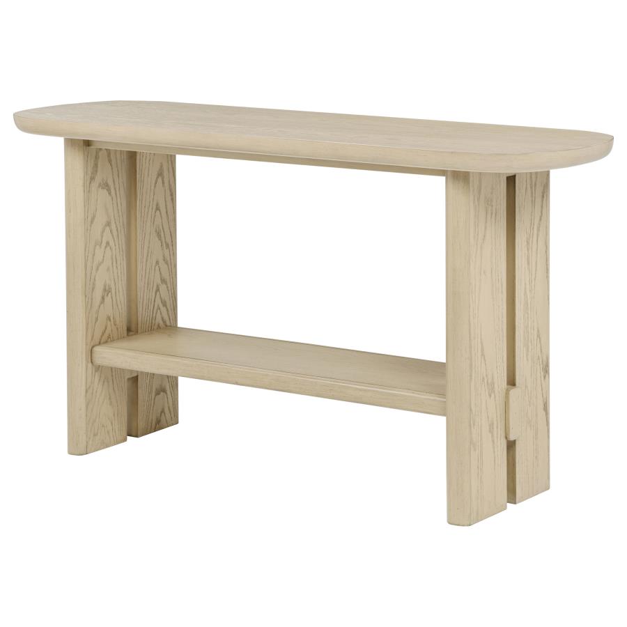 Home & Sleep Outlet - Kailani Coastal Sofa Console Table with Shelf Beige Oak