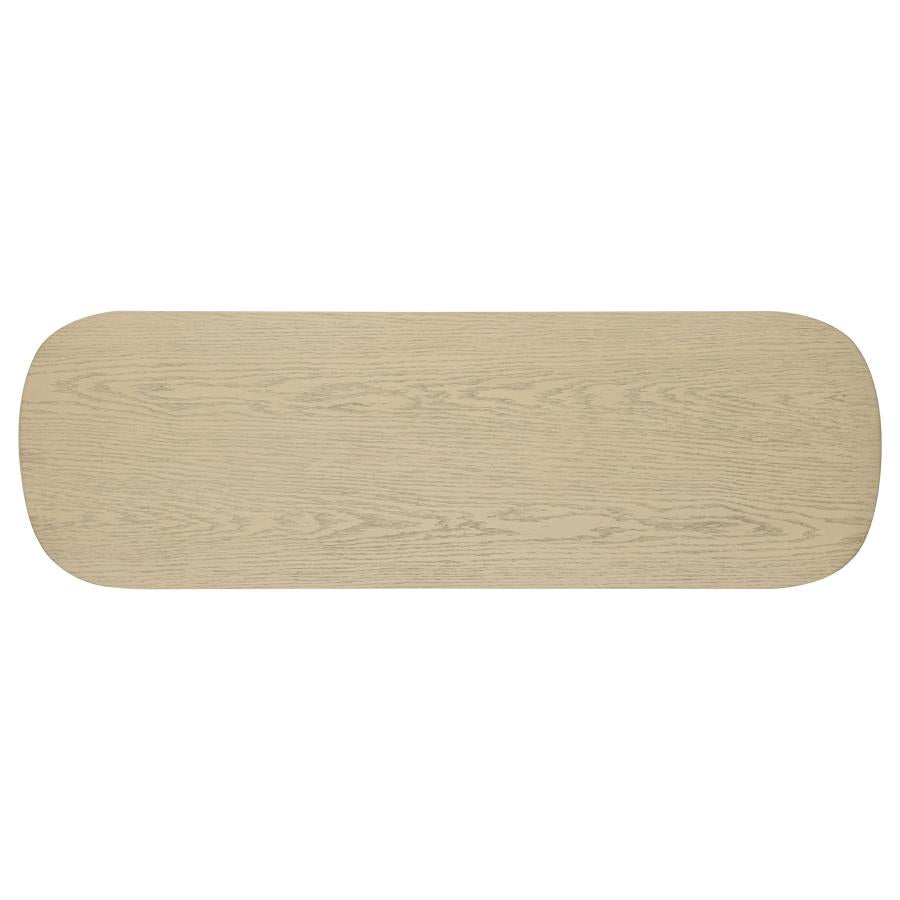 Home & Sleep Outlet - Kailani Coastal Sofa Console Table with Shelf Beige Oak