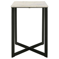 Tobin Square Marble Top End Table White and Black
