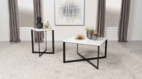 Tobin 2-piece Marble Top Coffee and End Table Set White