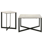 Home & Sleep Outlet - Tobin 2-piece Marble Top Coffee and End Table Set White