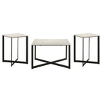 Home & Sleep Outlet - Tobin 3-piece Marble Top Coffee and End Table Set White