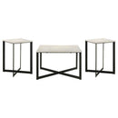 Tobin 3-piece Marble Top Coffee and End Table Set White