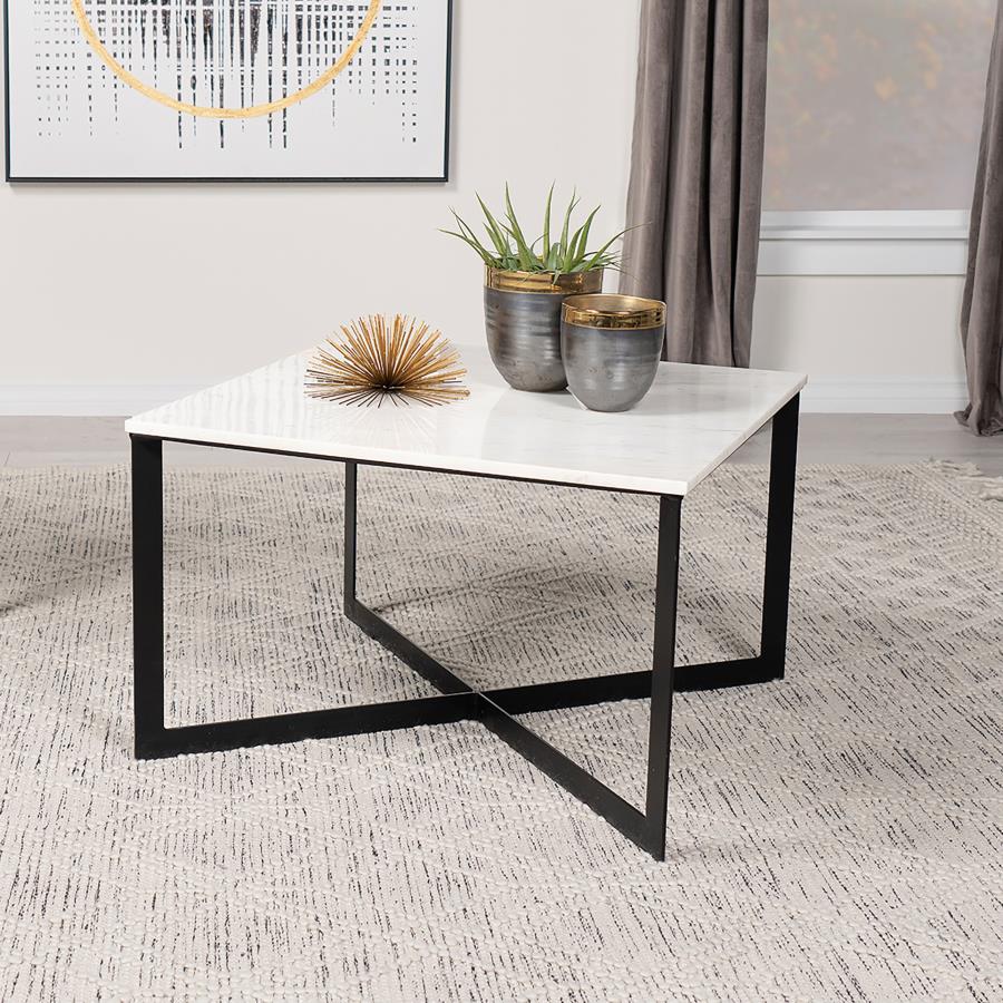 Home & Sleep Outlet - Tobin Square Marble Top Coffee Table White and Black