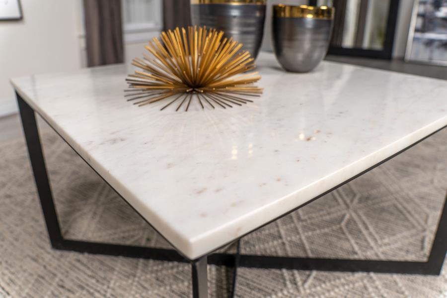 Home & Sleep Outlet - Tobin Square Marble Top Coffee Table White and Black