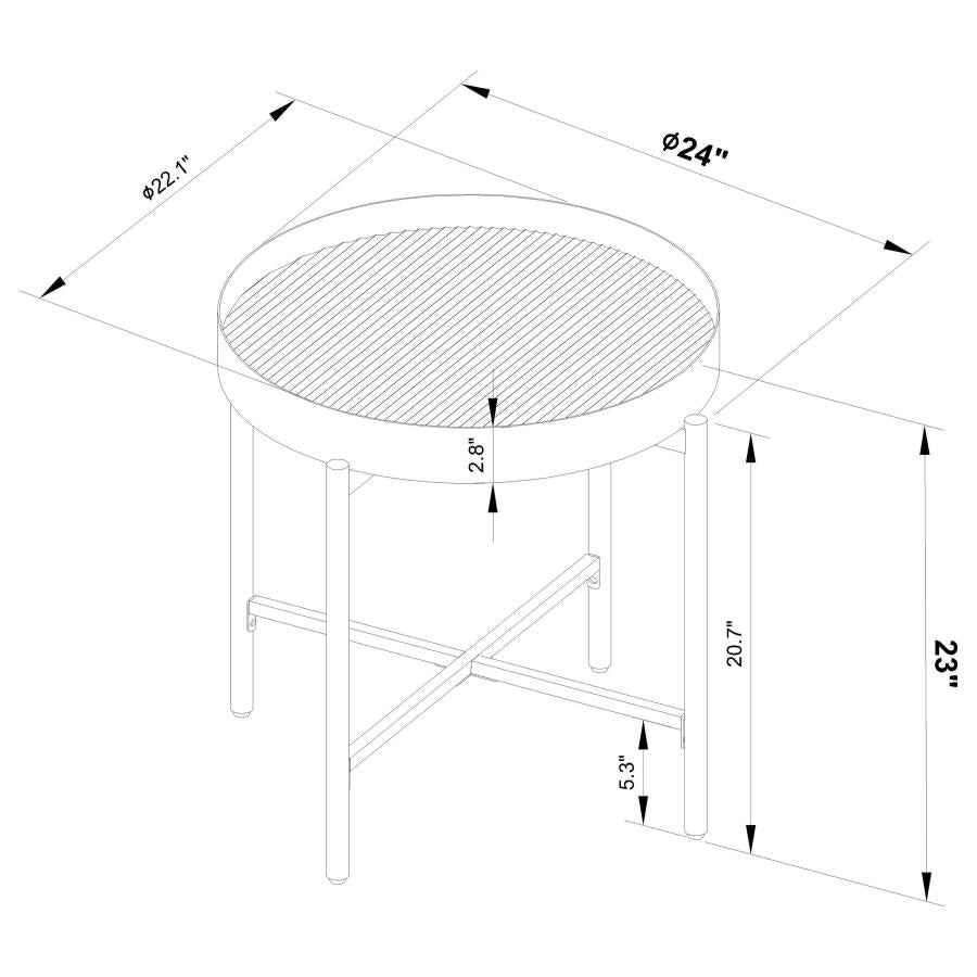Ozella Round End Side Table with Recessed Top Sandy Black