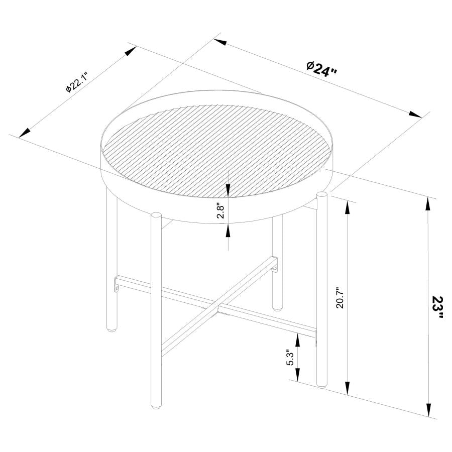 Ozella 3-piece Round Coffee and End Table Set Sandy Black