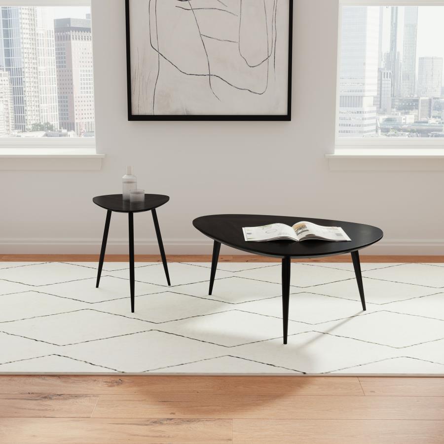 Home & Sleep Outlet - Odessa Triangular Solid Wood Coffee Table Black