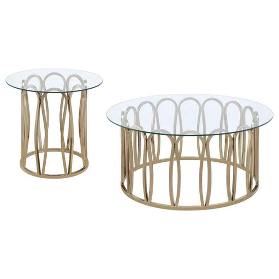 Monett 2-piece Coffee and End Table Set Chocolate Chrome