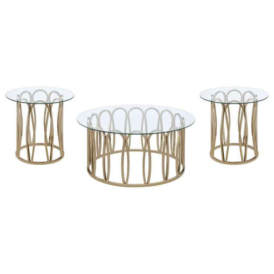 Monett 3-piece Coffee and End Table Set Chocolate Chrome