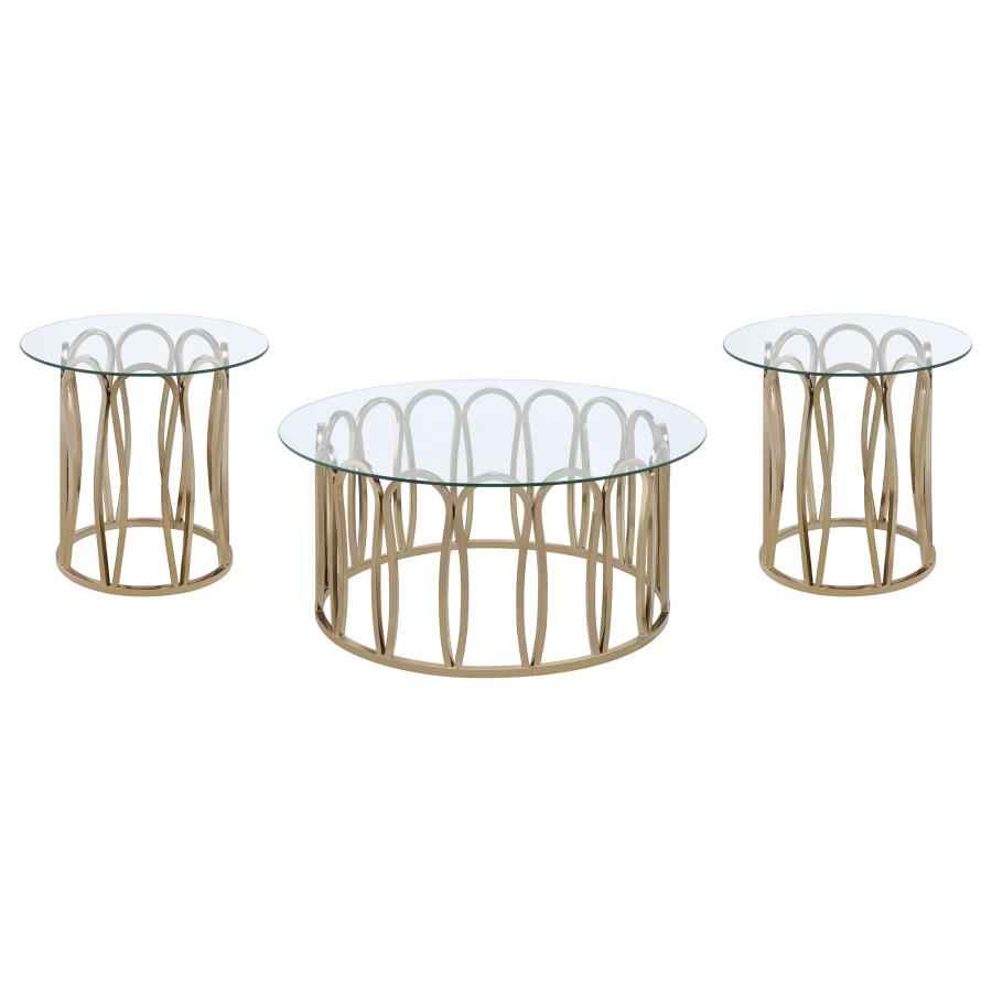 Monett 3-piece Coffee and End Table Set Chocolate Chrome
