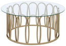Monett Round Glass Top Coffee Table Chocolate Chrome