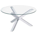 Kenzie Round Tempered Glass Top Cocktail Coffee Table Chrome