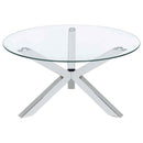 Kenzie Round Tempered Glass Top Cocktail Coffee Table Chrome