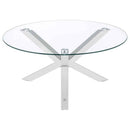 Kenzie Round Tempered Glass Top Cocktail Coffee Table Chrome
