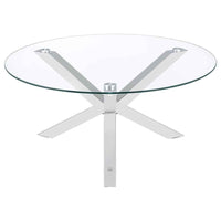 Kenzie Round Tempered Glass Top Cocktail Coffee Table Chrome