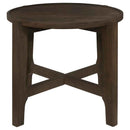 Cota Round Solid Wood End Table Dark Brown