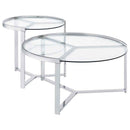 Delia 2-Piece Round Glass Top Nesting Coffee Table Chrome