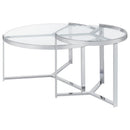 Delia 2-Piece Round Glass Top Nesting Coffee Table Chrome