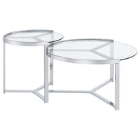 Delia 2-Piece Round Glass Top Nesting Coffee Table Chrome