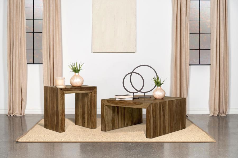 Home & Sleep Outlet - Odilia 2-piece Solid Wood Coffee and End Table Set Auburn