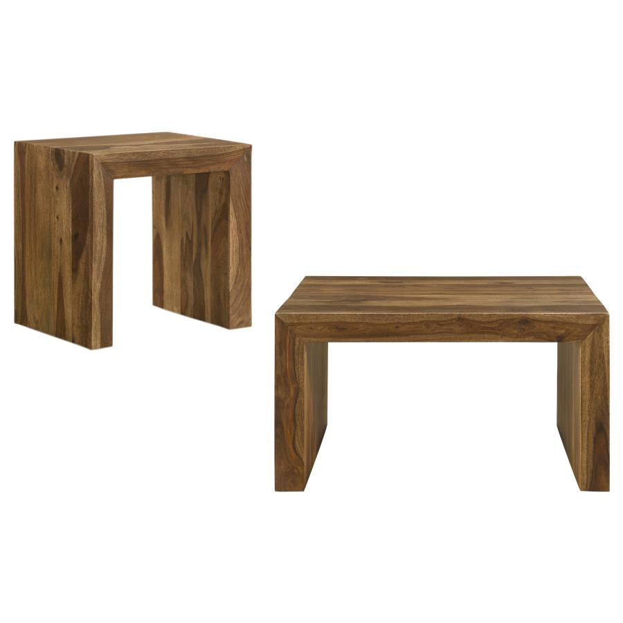 Home & Sleep Outlet - Odilia 2-piece Solid Wood Coffee and End Table Set Auburn