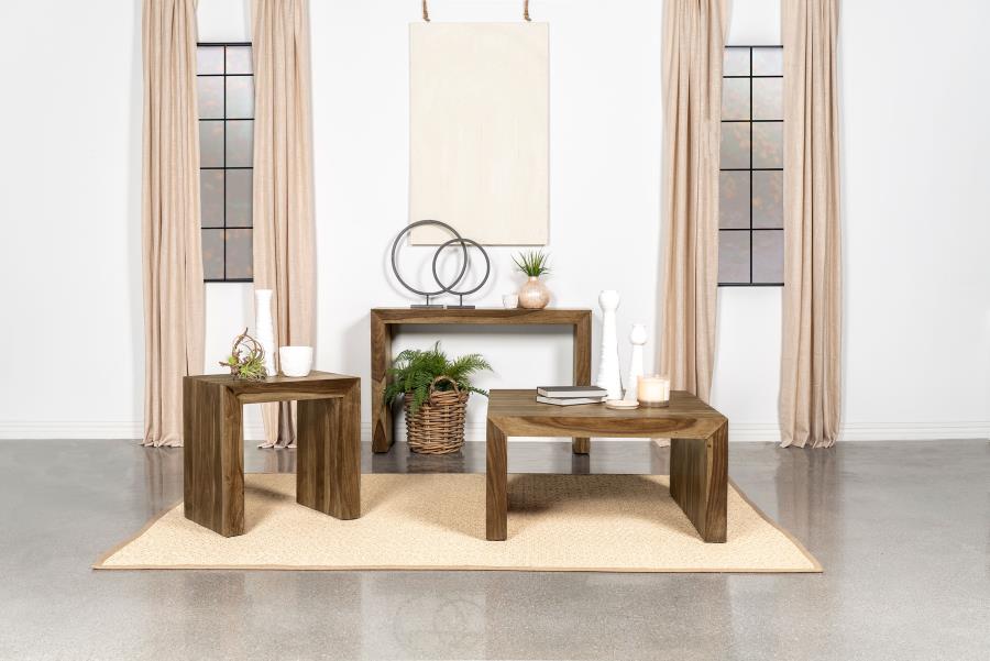 Home & Sleep Outlet - Odilia Square Solid Wood Coffee Table Auburn