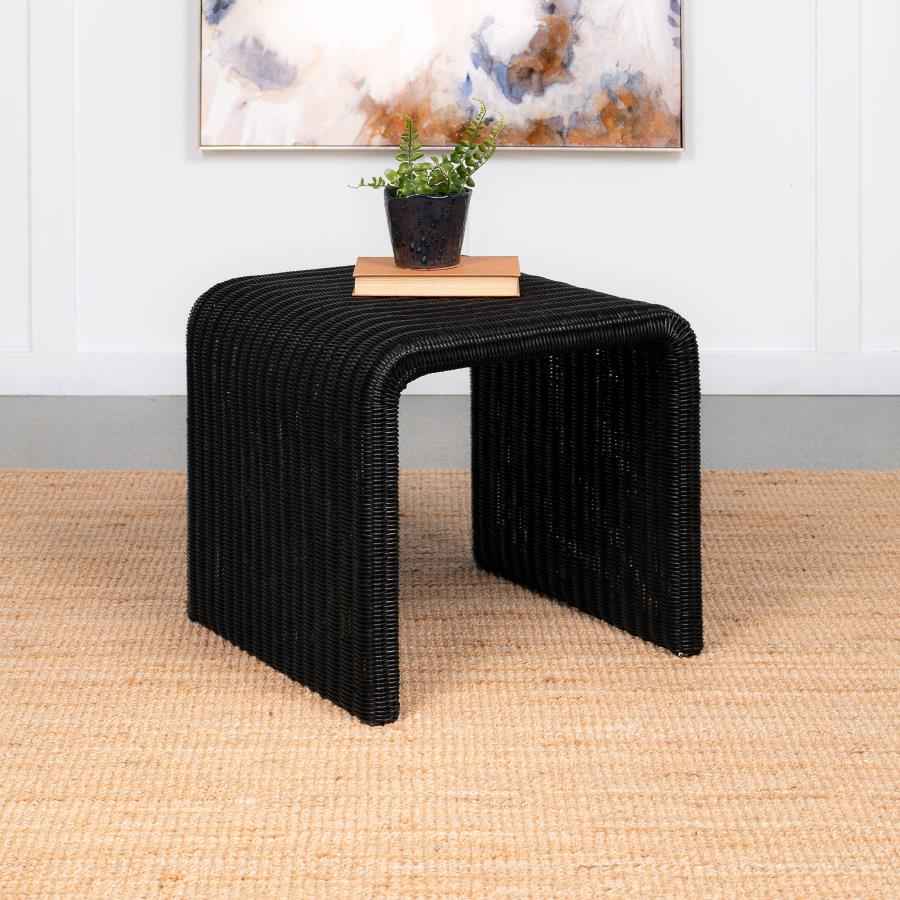 Cahya Woven Rattan Square End Table Black - Home & Sleep Outlet