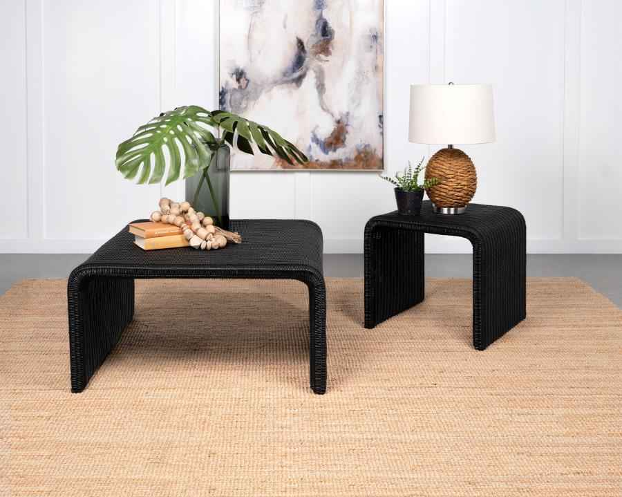 Cahya 2-piece Rattan Coffee and End Table Set Black - Home & Sleep Outlet