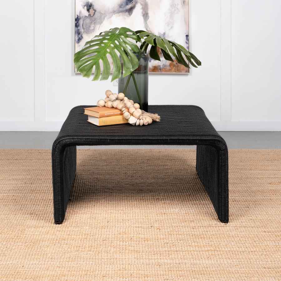 Cahya Woven Rattan Square Coffee Table Black - Home & Sleep Outlet