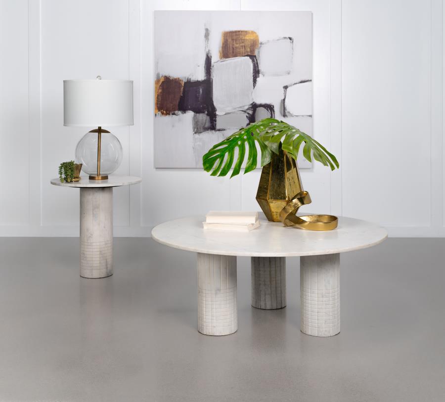 Home & Sleep Outlet - Astoria 2-piece Marble Coffee and End Table Set White