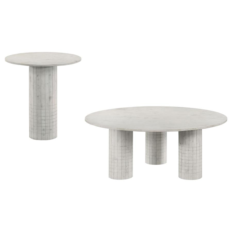 Home & Sleep Outlet - Astoria 2-piece Marble Coffee and End Table Set White
