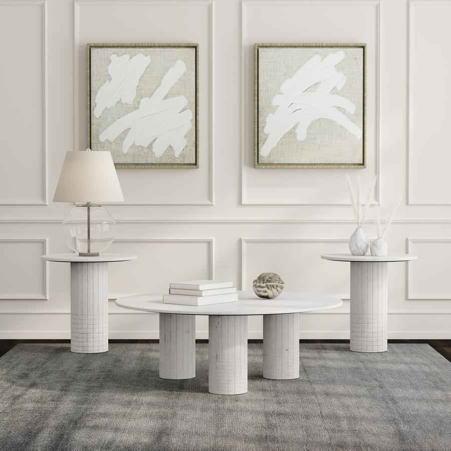Astoria 3-piece Marble Coffee and End Table Set White - Home & Sleep Outlet