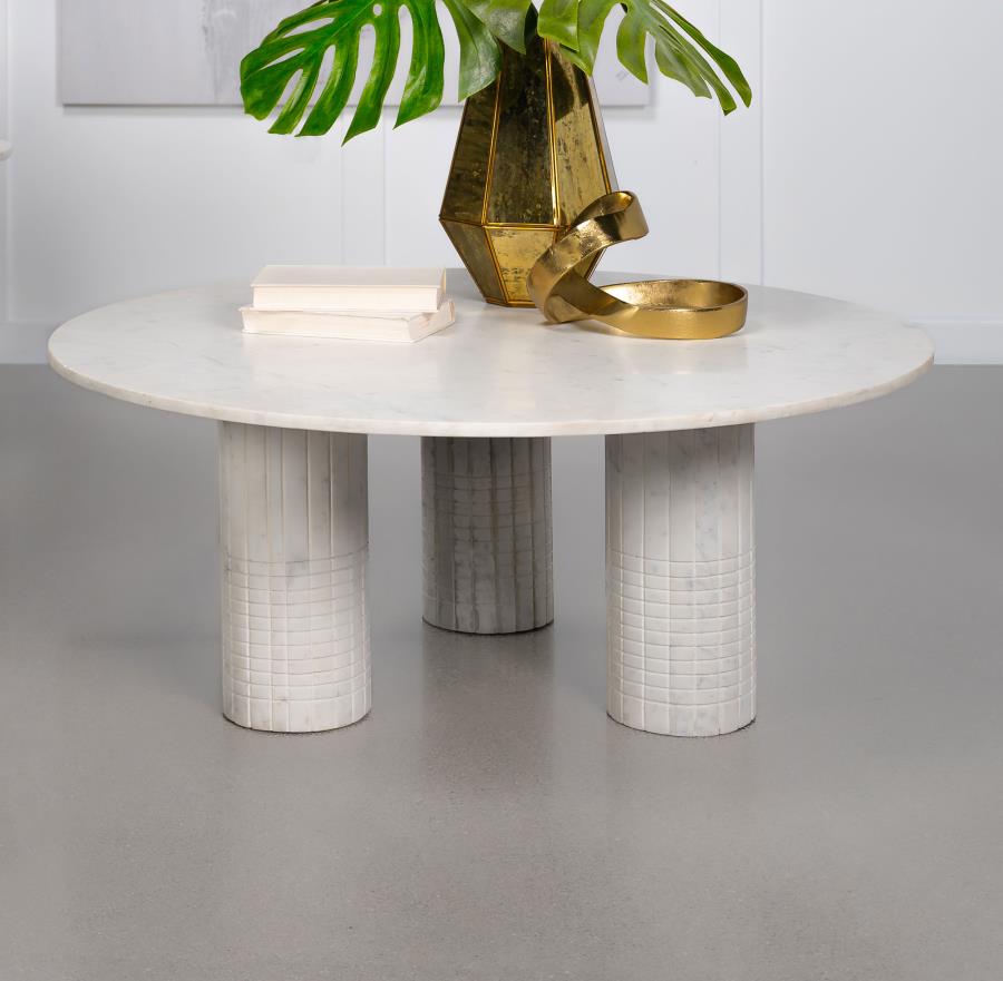 Home & Sleep Outlet - Astoria Round Genuine Marble Coffee Table White