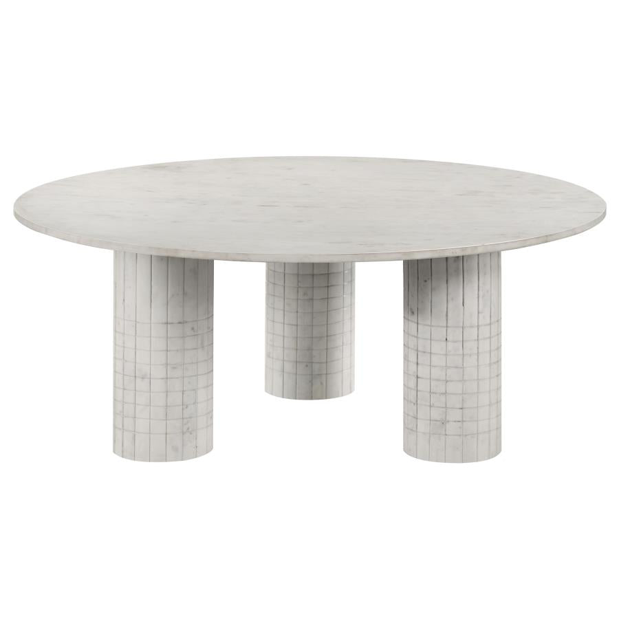 Home & Sleep Outlet - Astoria Round Genuine Marble Coffee Table White
