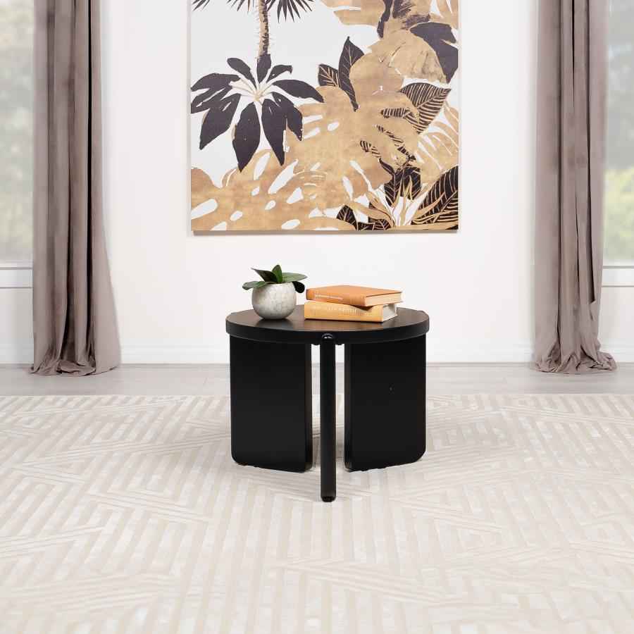 Cordova Round Solid Wood End Table Black - Home & Sleep Outlet
