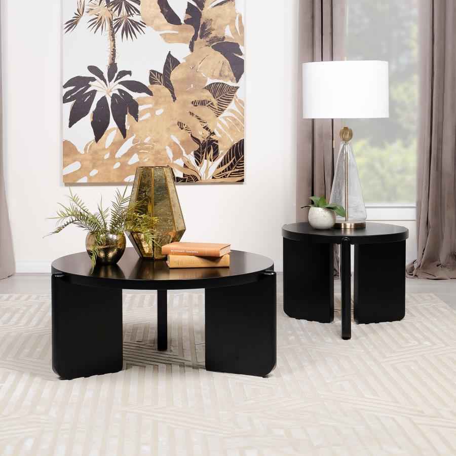 Cordova Round Solid Wood Coffee Table Black - Home & Sleep Outlet