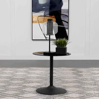Ganso Round Metal End Table With Tempered Glass Top Black - Home & Sleep Outlet