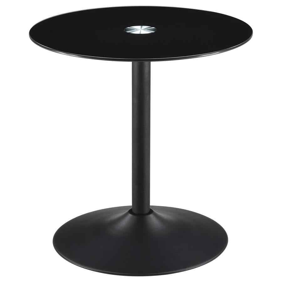 Ganso Round Metal End Table With Tempered Glass Top Black - Home & Sleep Outlet