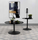 Ganso 2-piece Round Glass Top Coffee and End Table Set Black - Home & Sleep Outlet