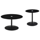 Ganso 2-piece Round Glass Top Coffee and End Table Set Black - Home & Sleep Outlet