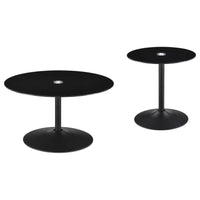 Ganso 2-piece Round Glass Top Coffee and End Table Set Black - Home & Sleep Outlet